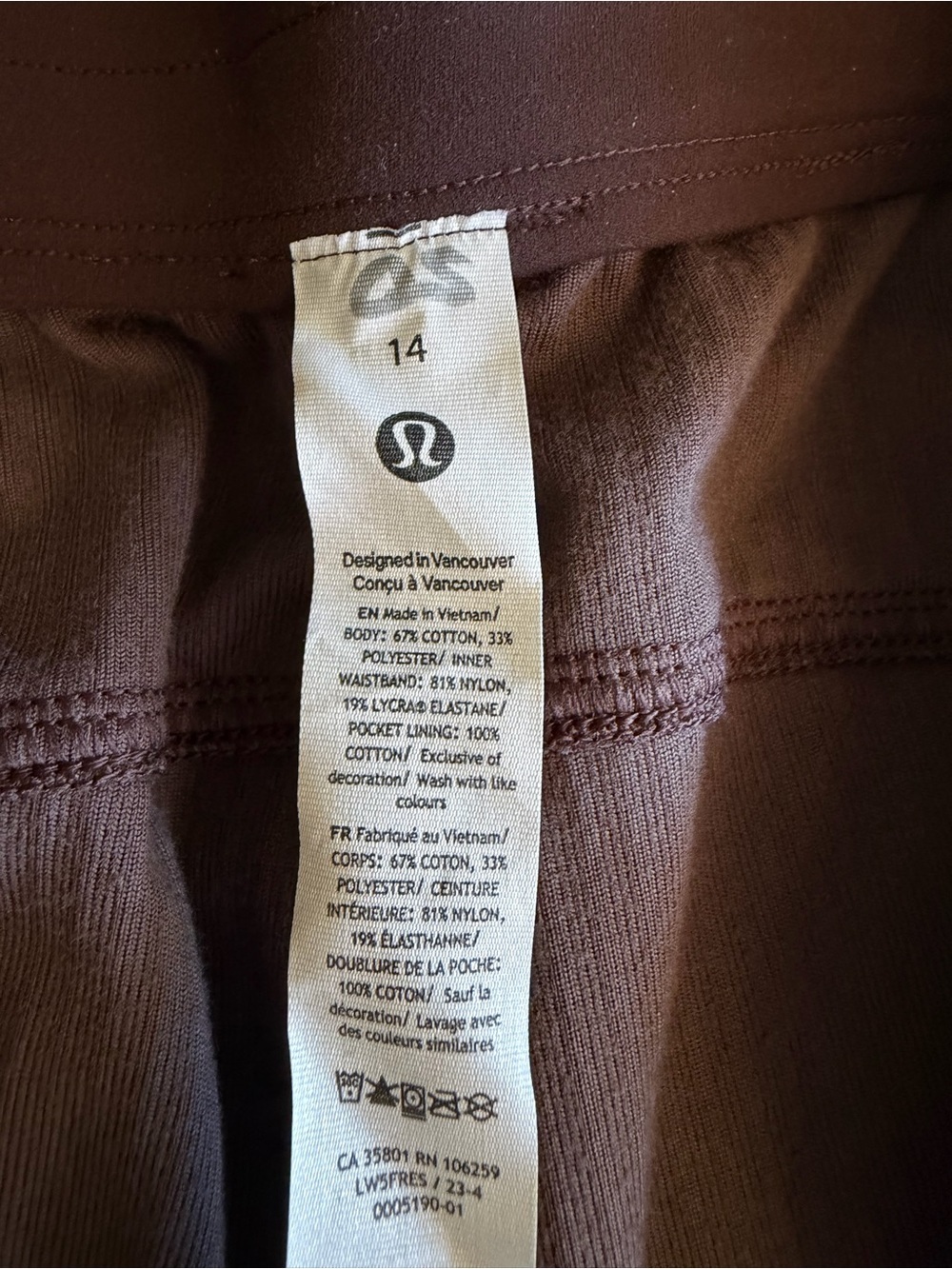 Lululemon Scuba Mid-Rise Wide-Leg Pant Velvet Cord Espresso NWT Size 14 Athletic - Picture 3 of 14